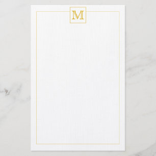 Simple Mustard Initial Monogram Square border Stationery