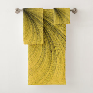 Simple Mustard with Black Splash Bath Towel Set