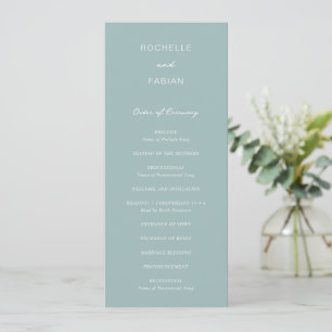 Simple Muted Blue Elegant Wedding Program