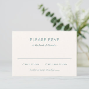 Simple Muted Blue Elegant Wedding RSVP Card