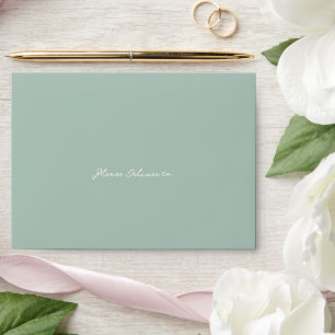 Simple Muted Green Elegant Wedding Envelope
