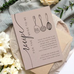 Simple Muted Peach Bridal Shower Recipe Enclosure Card