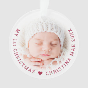 Simple My 1st Christmas Red Script Joy Photo