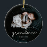 Simple My First Christmas as a Grandma Photo Ceramic Ornament<br><div class="desc">A simple and modern design for this photo ornament gift. To customize with your favourite baby picture. You can also easily change the colour of the font to your liking. Perfect to celebrate your First Christmas as a Grandma.</div>