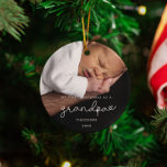 Simple My First Christmas as a Grandpa Photo Ceramic Ornament<br><div class="desc">A simple and modern design for this photo ornament gift. To customize with your favourite baby picture. You can also easily change the colour of the font to your liking. Perfect to celebrate your First Christmas as a Grandpa.</div>