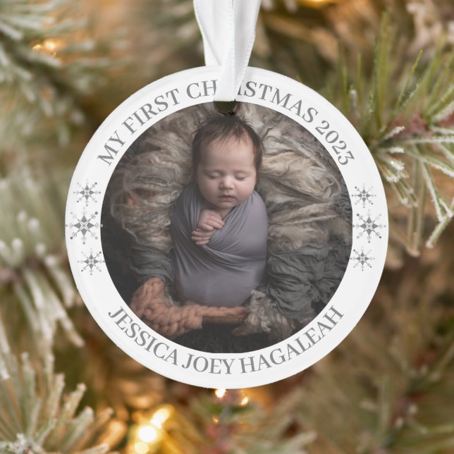 Simple My First Christmas Personalized Baby Photo Ornament (Tree)