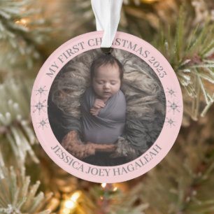 Simple My First Christmas Personalized Baby Photo Ornament