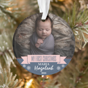 Simple My First Christmas Personalized Baby Photo Ornament