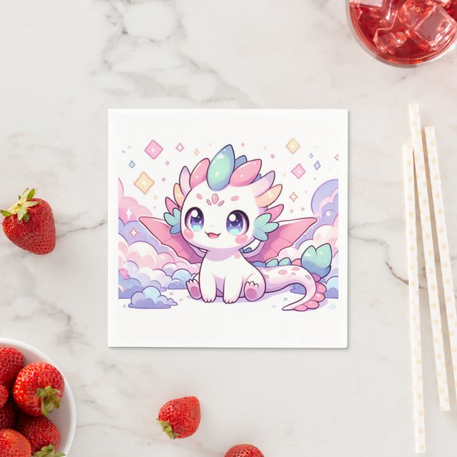 Simple Mythical Dragon Baby Shower Napkin (Insitu)