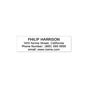 Simple Name Address Information white Self-inking Stamp