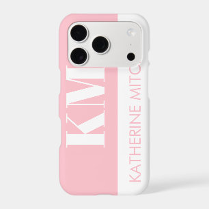 Simple Name and Initials Pink and White