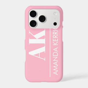 Simple Name and Initials Soft Pink and White