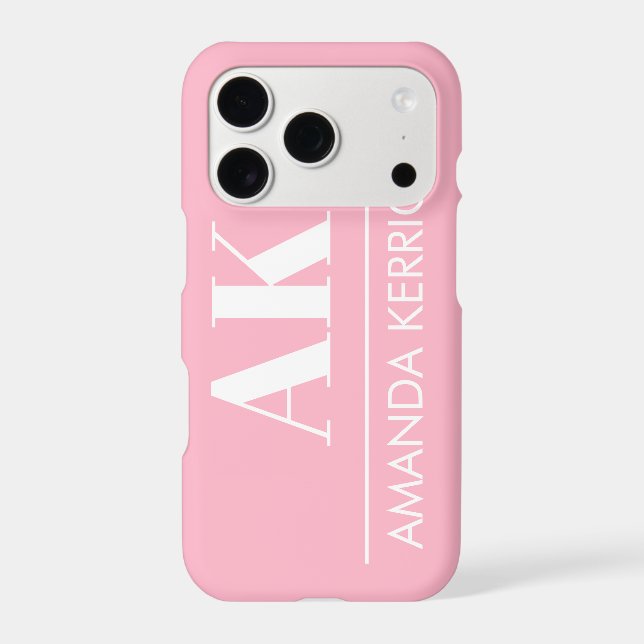 Simple Name and Initials Soft Pink and White (Back)