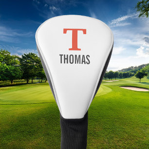 Simple Name and Monogram Initial Personalized Golf Head Cover