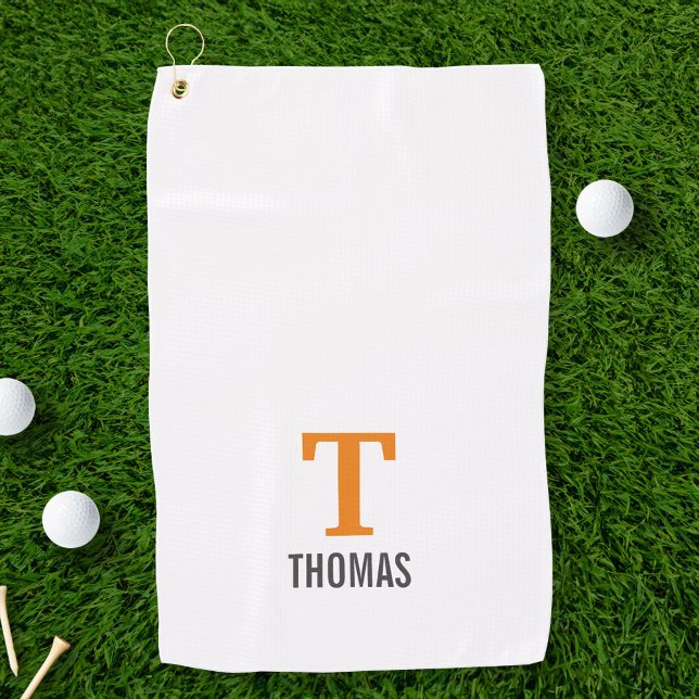 Simple Name and Monogram Initial Personalized Golf Towel (Creator Uploaded)