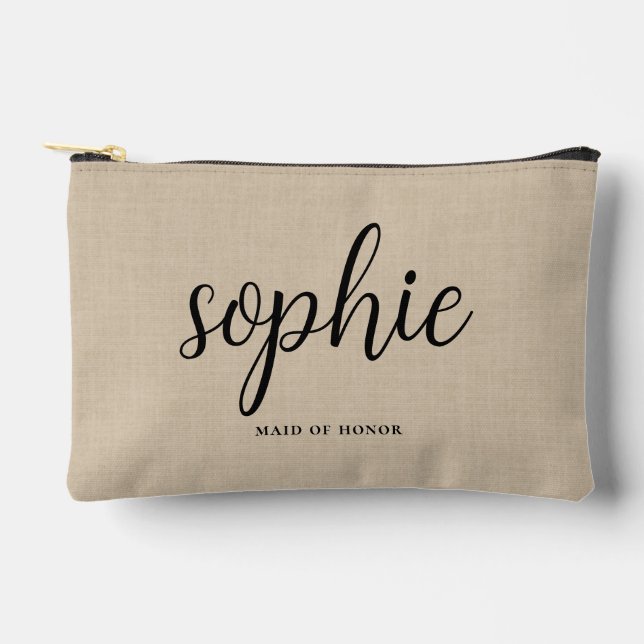 Simple Name Crew Wedding Party Bridesmaid Gift Accessory Pouch (Front)