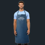 Simple Name Denim Blue Modern Apron<br><div class="desc">Masculine apron featuring a simple design with your custom name and year over a dark navy blue faux denim texture. This cool apron makes a great gift for a husband or dad who likes to cook for his birthday or Father's Day.</div>