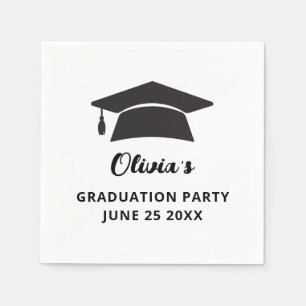 Simple Name Grad Cap Graduation Party  Napkin