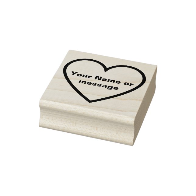 Simple Name or Message Heart Outline  Rubber Stamp (Stamp)
