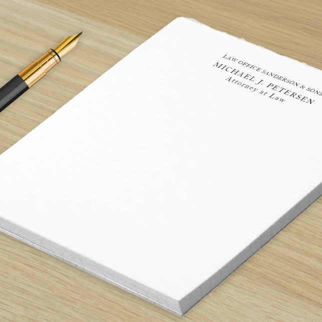 Simple name personalized classic black and white notepad (Creator Uploaded)