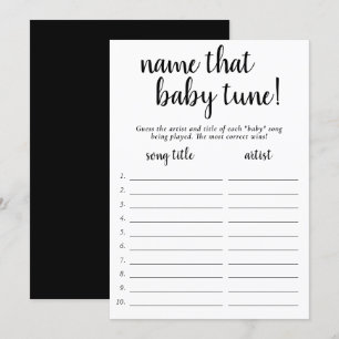 Simple Name That Baby Tune   Black White Game Card