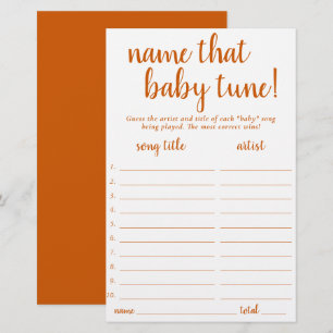 Simple Name That Baby Tune   Fall Orange Game Card