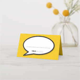 Simple Names and Date Comic Book Wedding Place Card