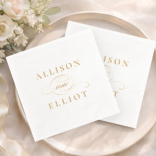 Simple Names Calligraphy Wedding Foil Napkins