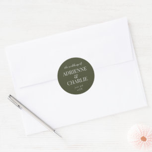 Simple Names Wedding Date Favor Envelope Classic Round Sticker