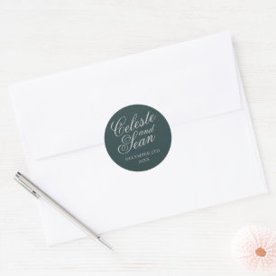 Simple Names Wedding Date Favour Envelope Classic  Round Sticker