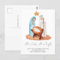 Simple Nativity Scene All Is Calm Holiday