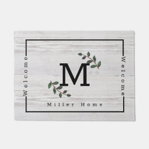Simple Nature Branches Initial Letter Custom Doormat