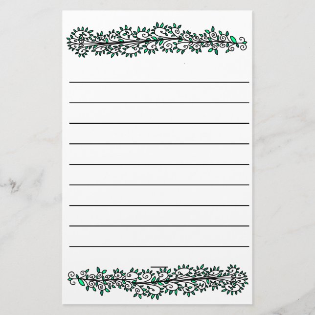 Simple Nature Plant Vine Pattern Writing Paper (Front)