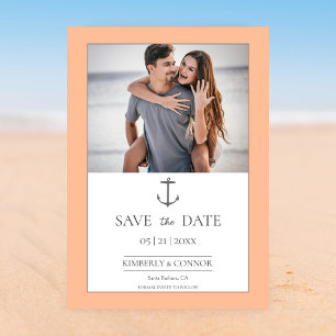 Simple Nautical Anchor Save the Date   Peach