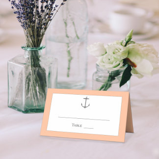 Simple Nautical Anchor Wedding | Peach Place Card