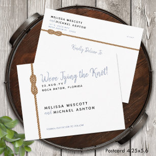 Simple Nautical Tying the Knot Save The Date Announcement Postcard