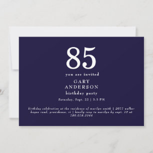 Simple Navy 85e anniversaire de fête Invitation