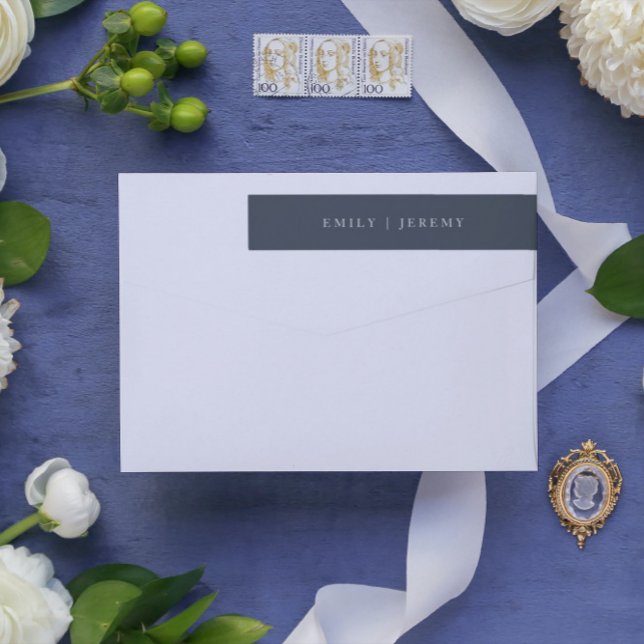 Simple Navy and White Modern Calligraphy Wedding Wrap Around Label (Creator Uploaded)