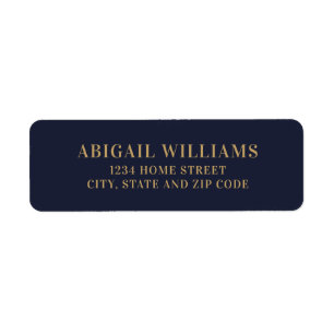 Simple Navy Blue and Gold Return Address