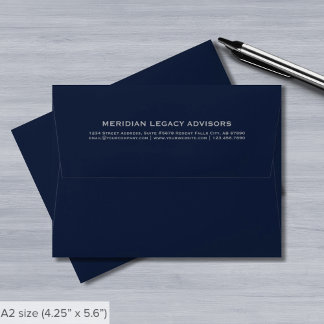 Simple Navy Blue and Grey Typographic A2 Envelope