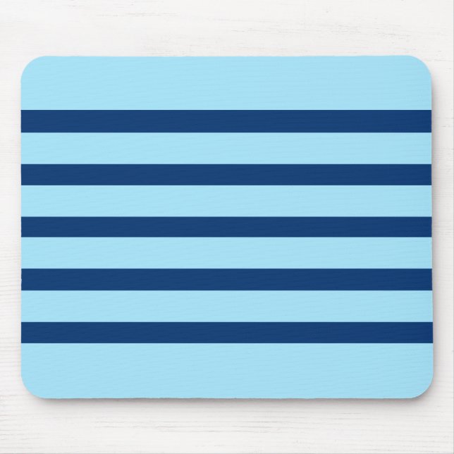 Simple Navy Blue and Light Blue Stripes Mouse Pad (Front)