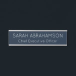 Simple Navy Blue and Silver Name Plate - Door Sign<br><div class="desc">Simple Navy Blue and Silver Door Sign Name Plate. Elegant and Modern.</div>