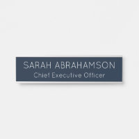 Simple Navy Blue and Silver Name Plate - Door Sign