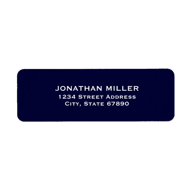 Simple Navy Blue and White Adresse de retour (Devant)