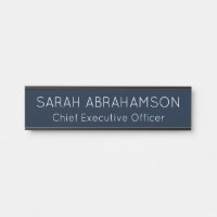 Simple Navy Blue and White Name Plate - Door Sign
