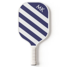 Simple Navy Blue and White Striped Monogram