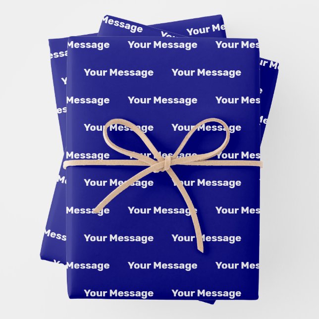 Simple Navy Blue and White Text Template Wrapping Paper Sheet (In situ)