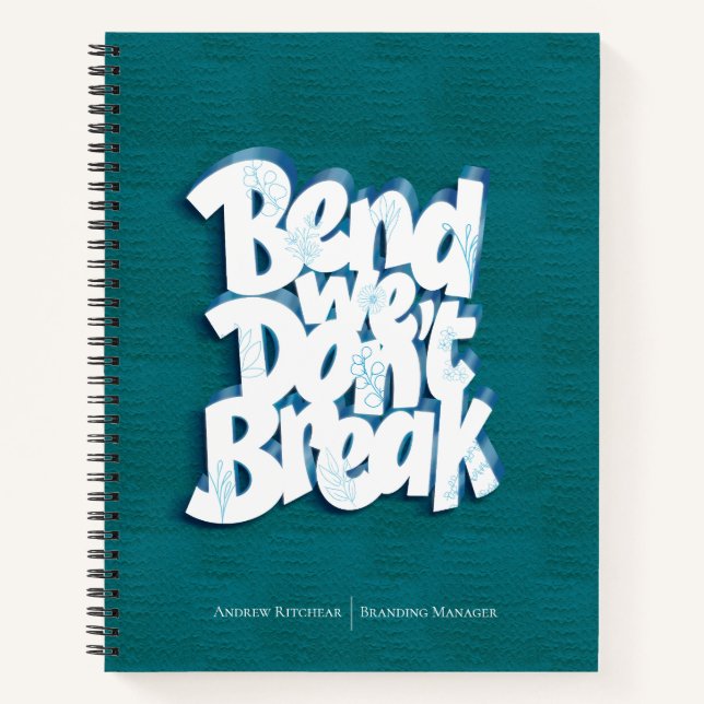 Simple Navy Blue Bend we don't break Motivate  Notebook (Front)