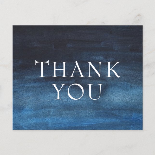 Simple Navy Blue Budget Business Thank You Card (Front)