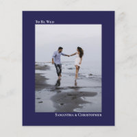 Simple Navy Blue BUDGET Wedding Photo Invitation